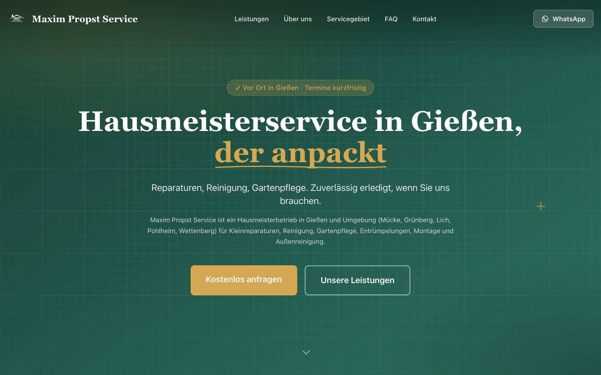 Startseite von propst-service.de: Hausmeisterservice in Gießen, der anpackt